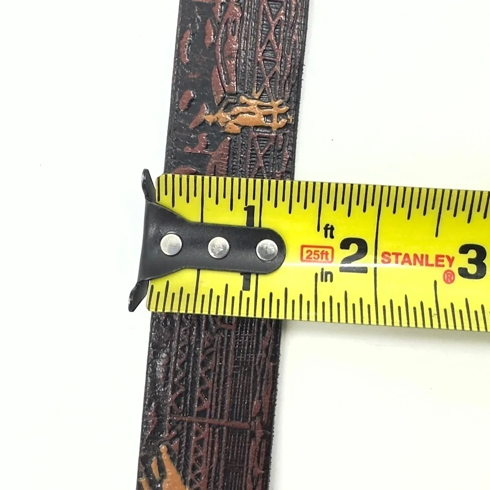 Nocona Western Belt Boys 24 Rodeo Tooled Leather Big Buckle Bull Rider Cowboy